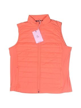 Rhoback Melon Orange Fulton Quilted Performance Vest Golf Full-Zip Peach